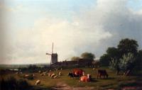 Verboeckhoven, Eugene Joseph - A Panoramic Summer Landscape With Cattle Grazing In A Meadow